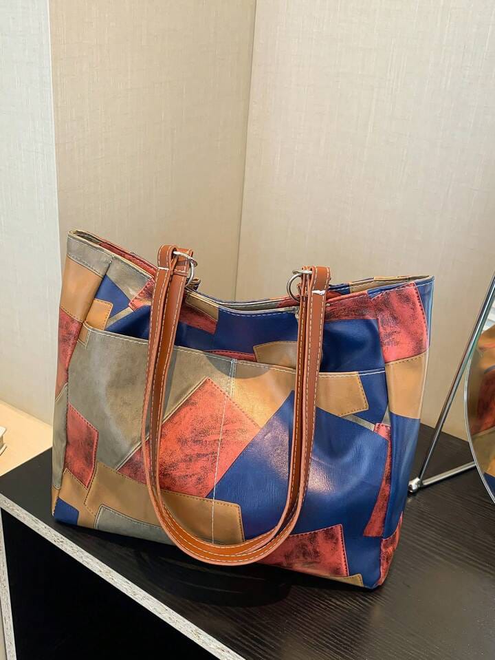 Geometry pattern solid colour underarm shoulder bags