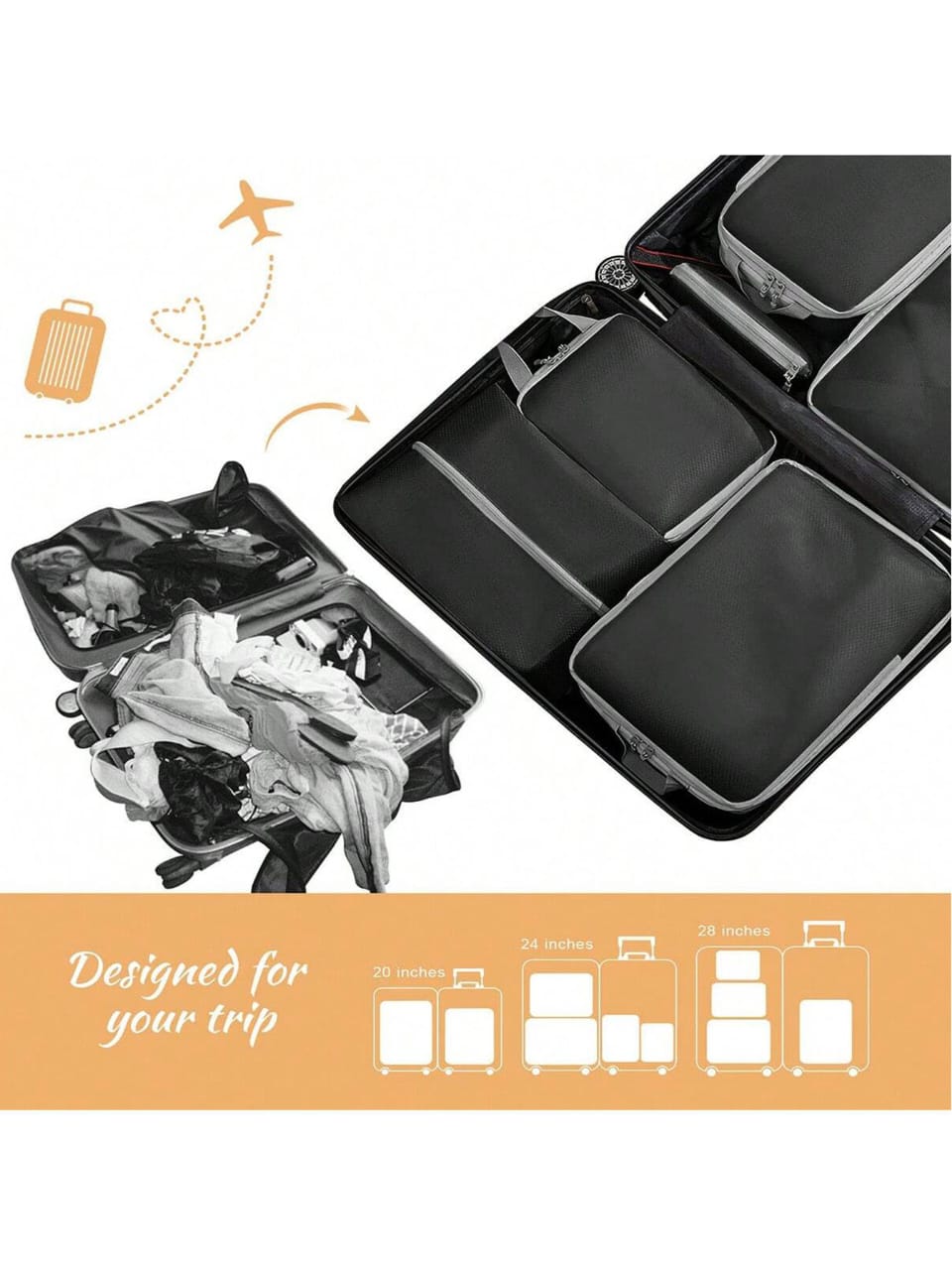 8pcs Set Compressible Packing Travel Storage Bags