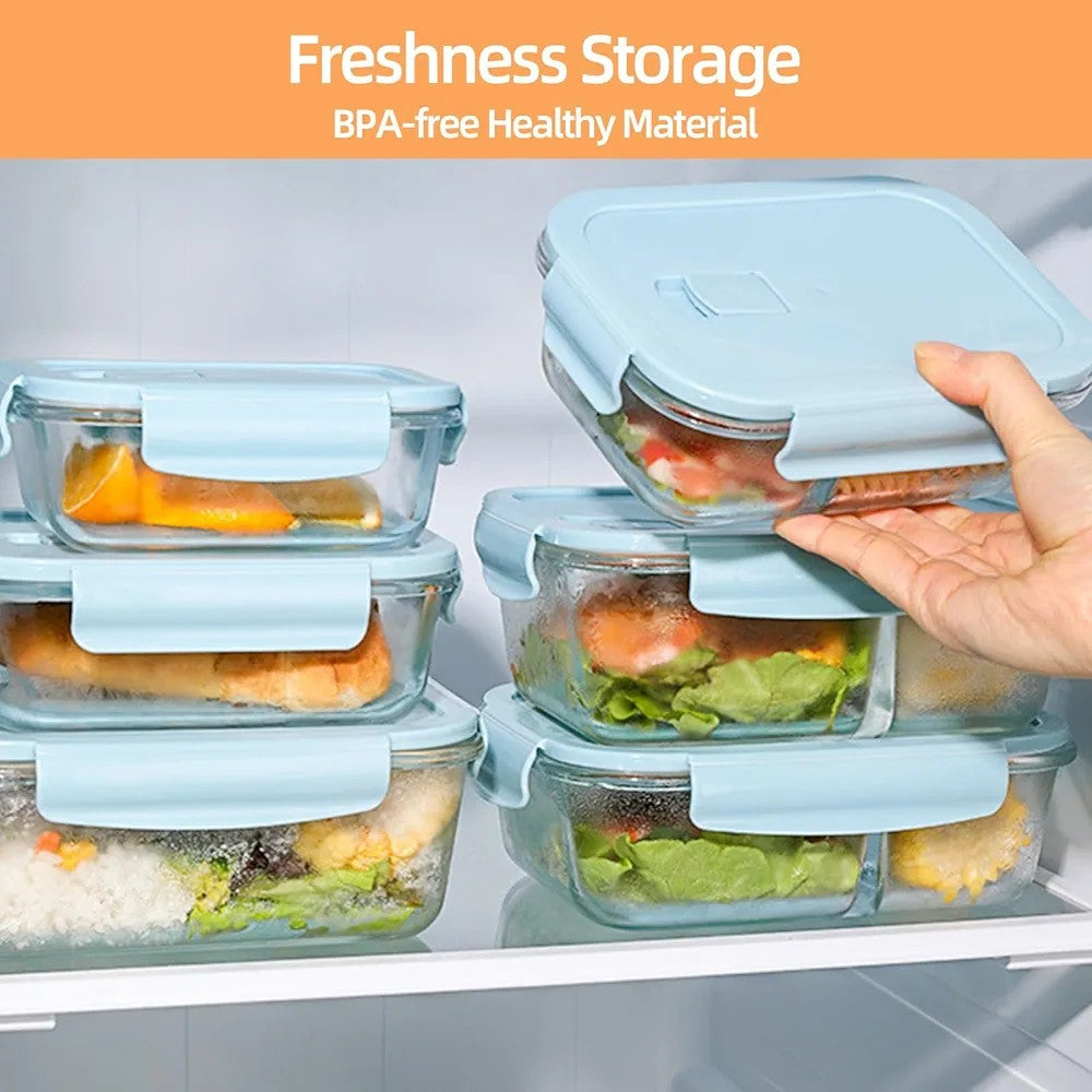 3pcs Set Borosilicate Glass Food Storage Containers with Lids