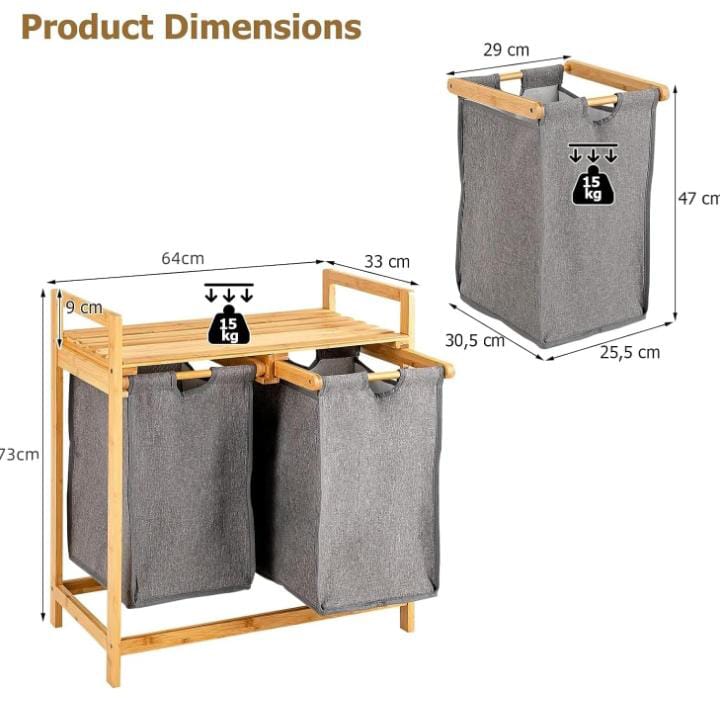 Premium 2-in-1 Laundry Sorter on a Bamboo Stand