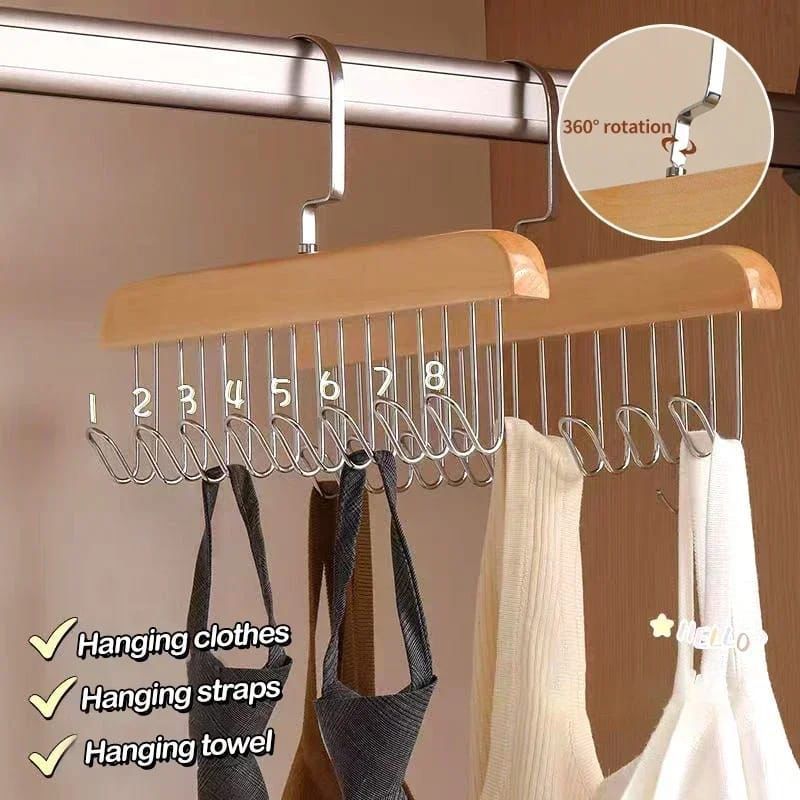 Wooden plank multipurpose 8 hook hanger