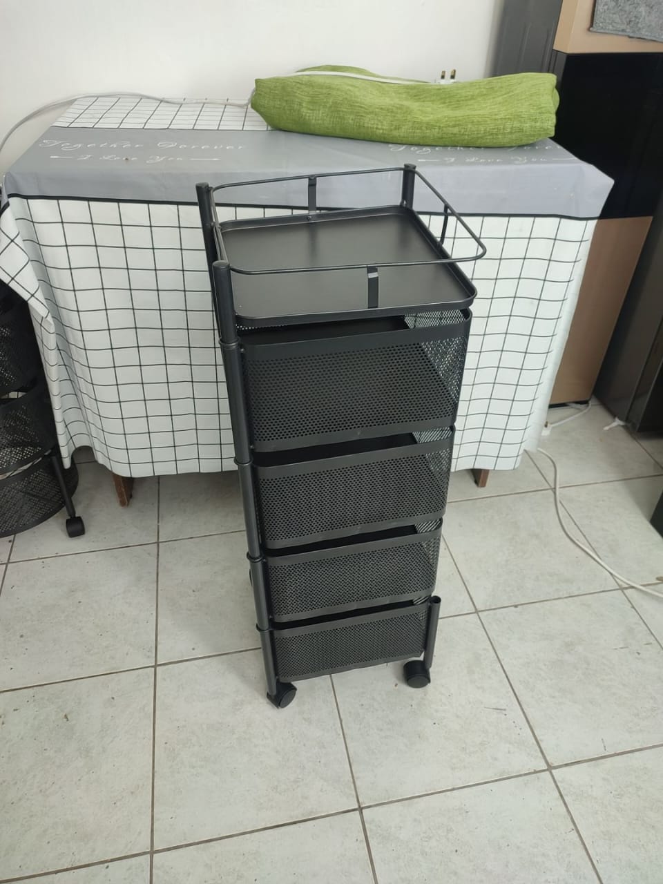 4 Tier Squared Design Rotating Fruit Vegetable Rack