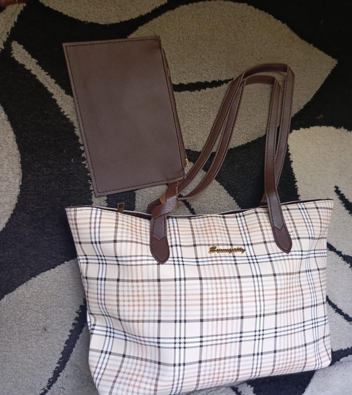 Fashionable Plaid Print Tote Bag