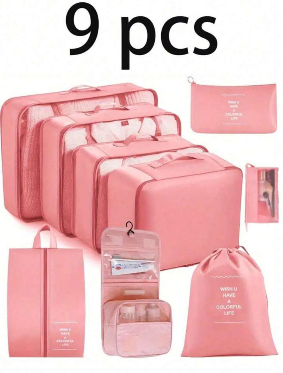 9pcs Luggage Travel Organizers For Suitcase With Toiletry Case