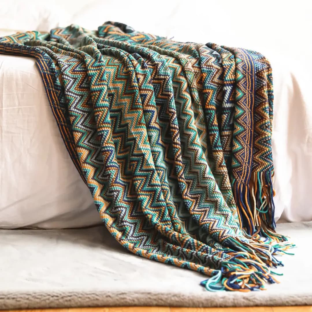 Boho Knit Throw Blankets With Tassel