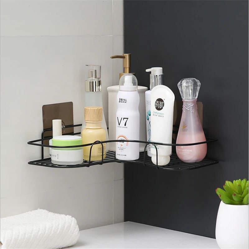 Metallic corner triangular bathroom/kitchen organizer