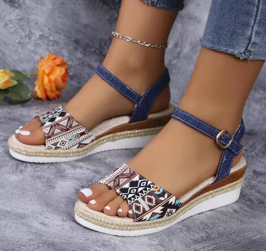 Floral Makonge Wedge Shoes