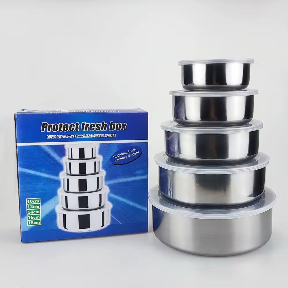 5pcs Set Modern Stainless Steel Fresh Box Containers