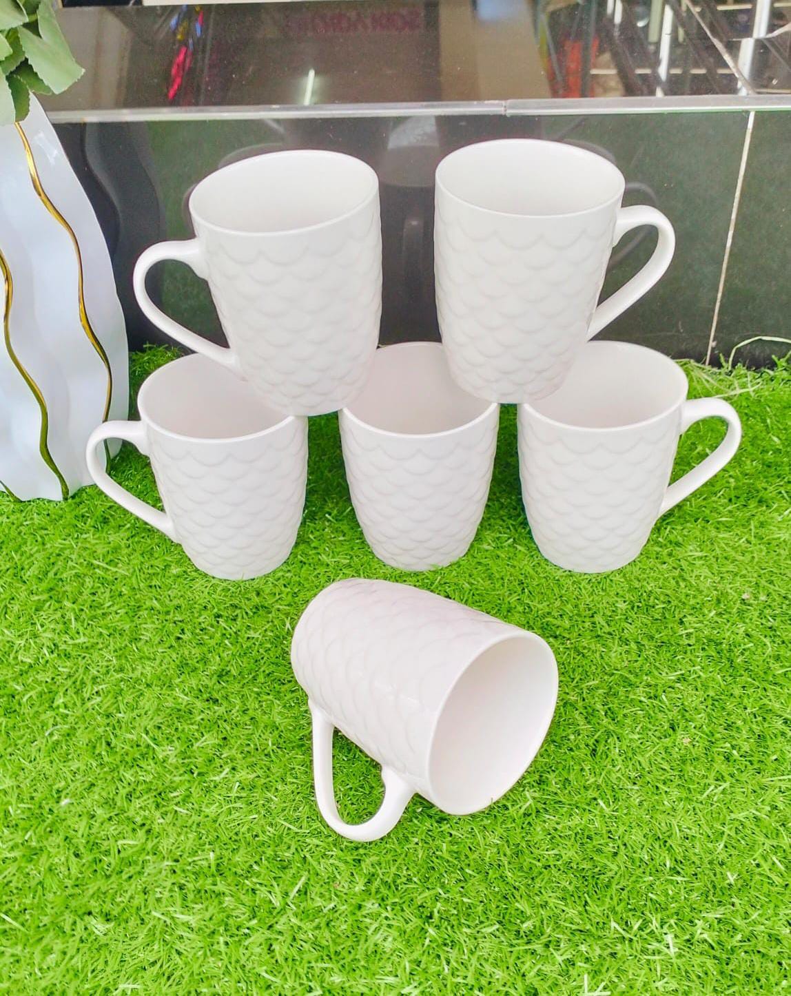 6pcs Set White Plain Mugs