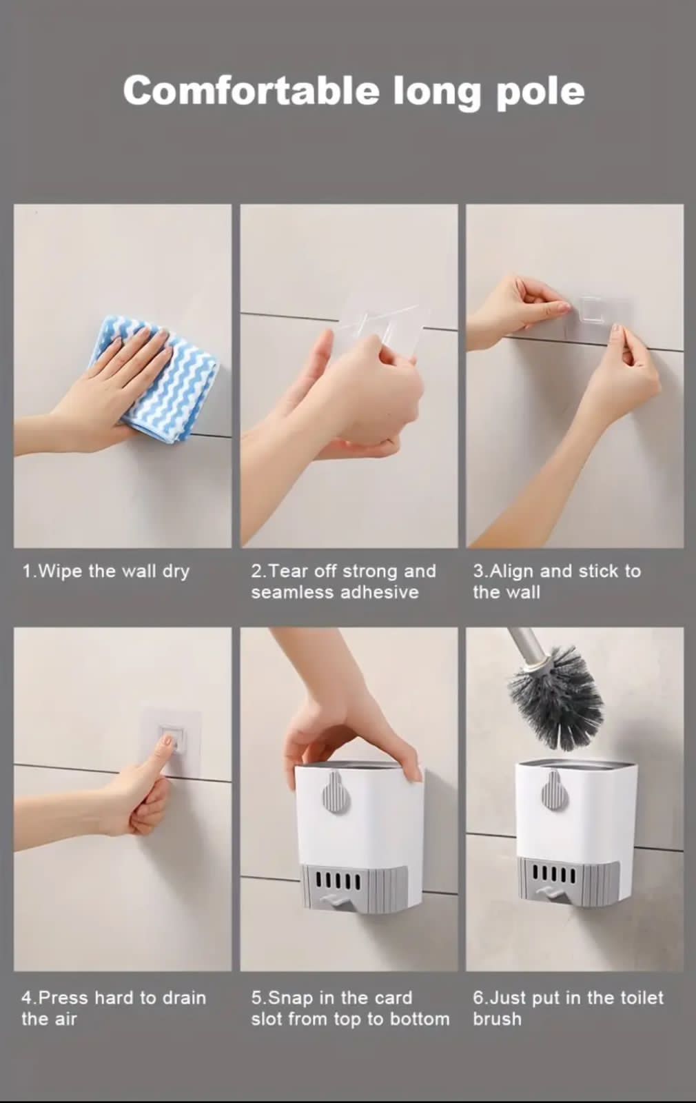Wall Mounted Long Handle Toilet Cleaning Brush