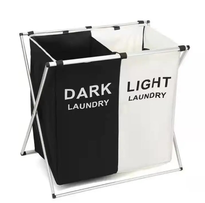 2 compartment foldable laundry basket