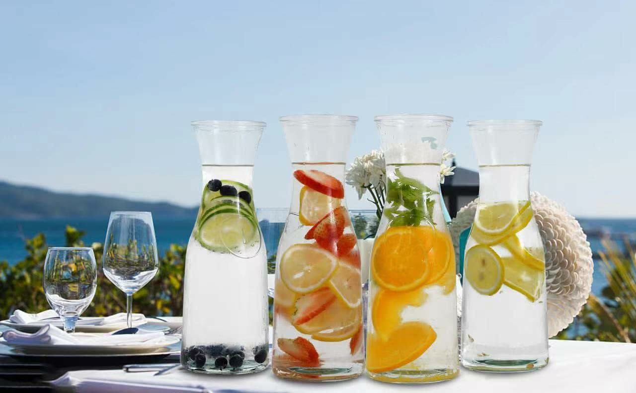 Glass Carafe with White Lids