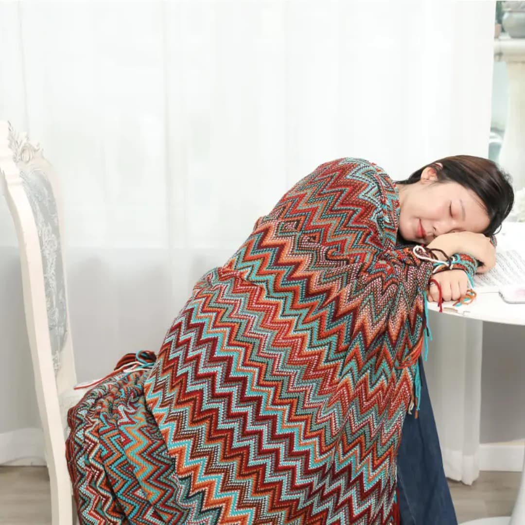 Boho Knit Throw Blankets With Tassel