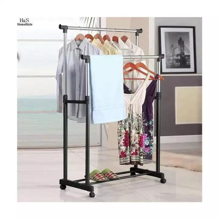 Multi-functional clothes rack with wheels