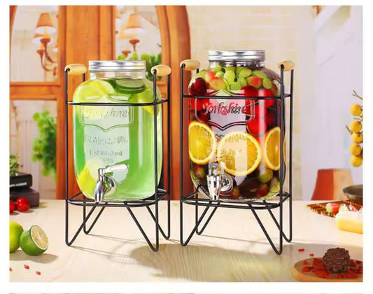 Glass dispenser with metallic stand