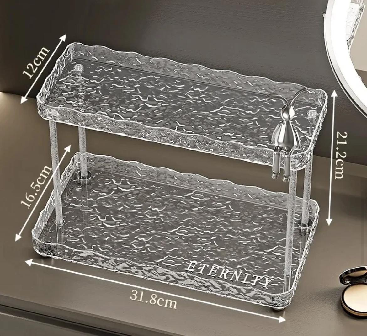 2 tier crystal-like makeup organizer