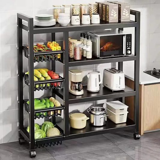 Multifunctional kitchen rack with movable & lockable wheels