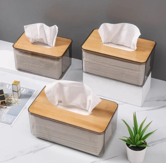 Nordic minimalist tissue box/serviette holder with bamboo lid