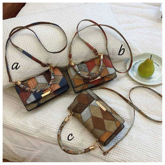 Fashionable multicolored diamond sling bag