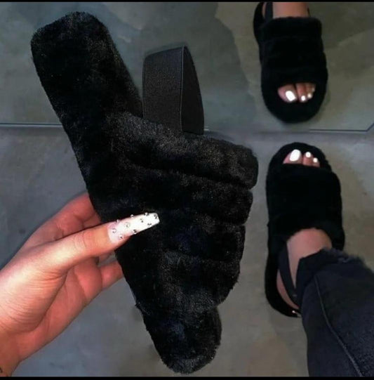 Fluffy sandals