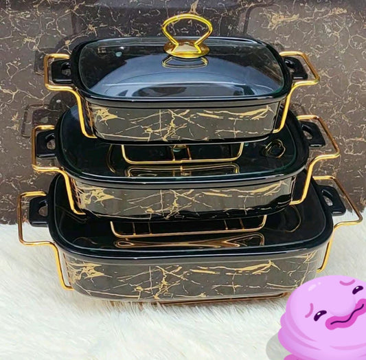3pcs Set gold ceramic chaffing dishes