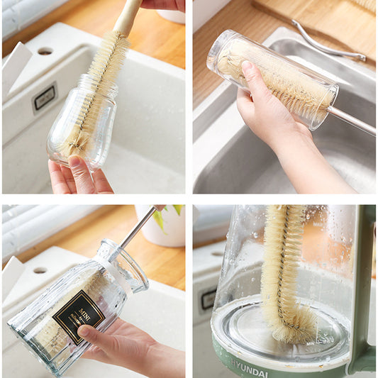 4pcs Long Wooden Handle Bottle Cleaning Brushes