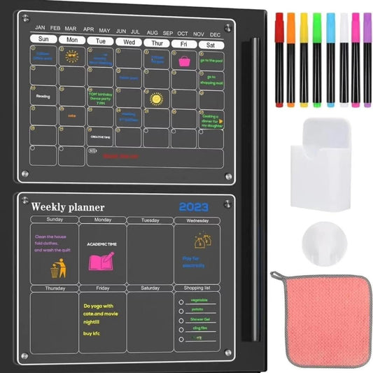2pcs set magnetic montly/weekly fridge planner