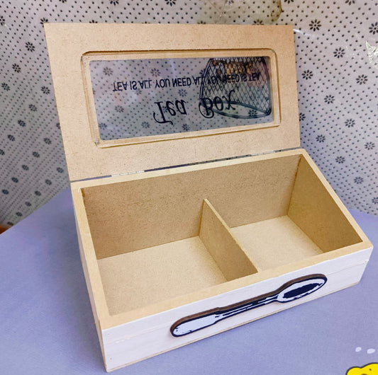 2 compartments wooden teabag / coffee organizer