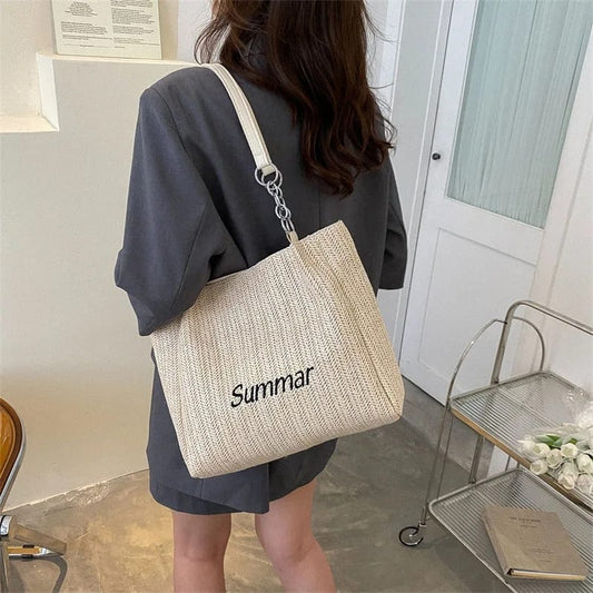 Retro Straw Woven Summer Tote Bag