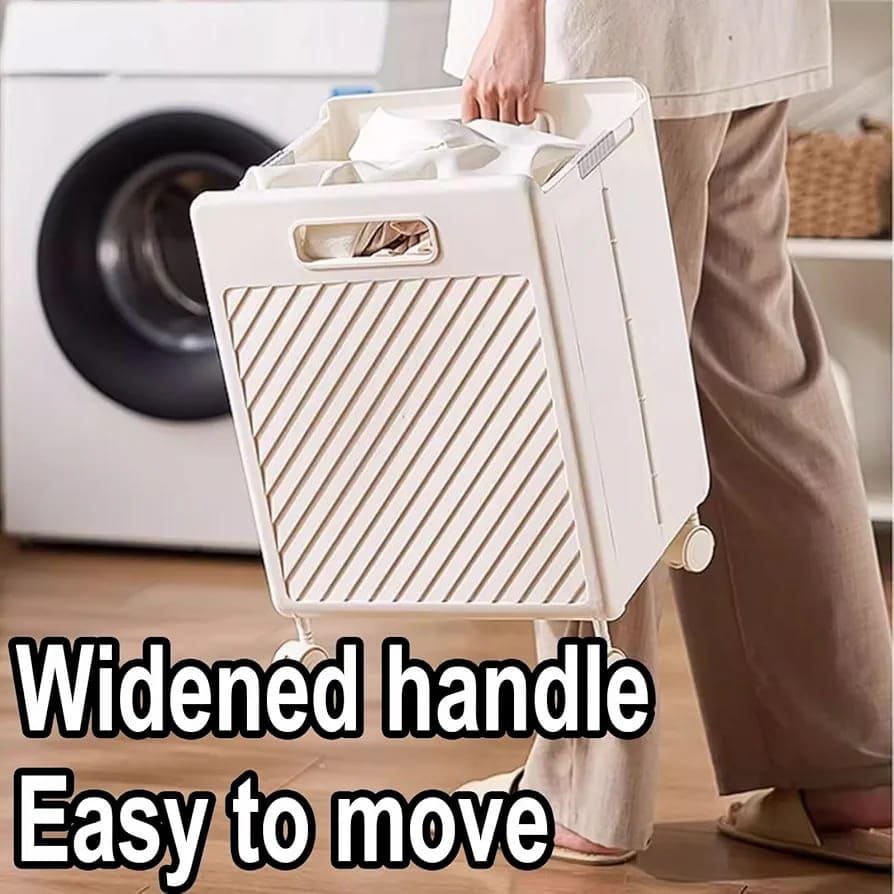 2pcs Set Foldable Laundry Hamper Basket with Wheels