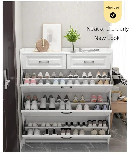 Bucket flip shoe cabinet