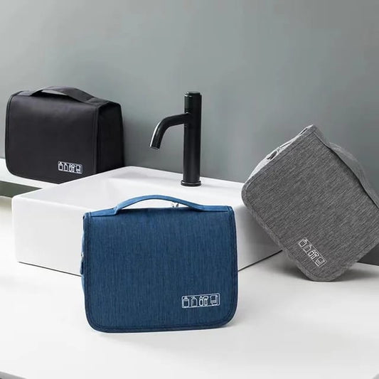 Portable hanging cosmetic makeup toiletry bags with hooks