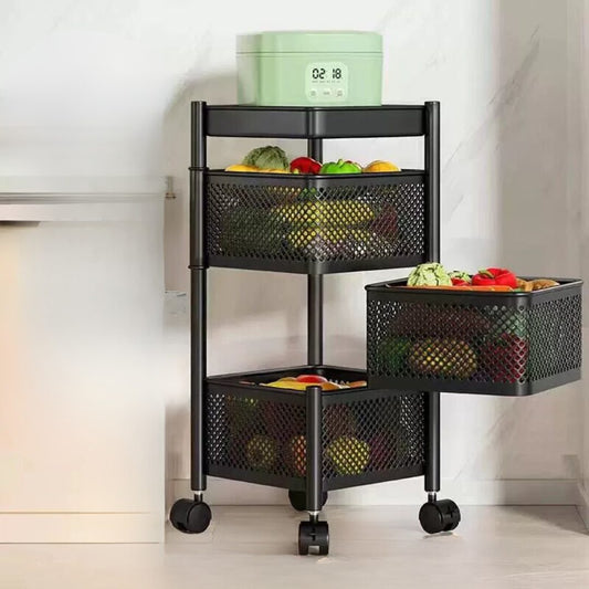 3 Tier Square Design Rotating Fruit Vegetable Rack