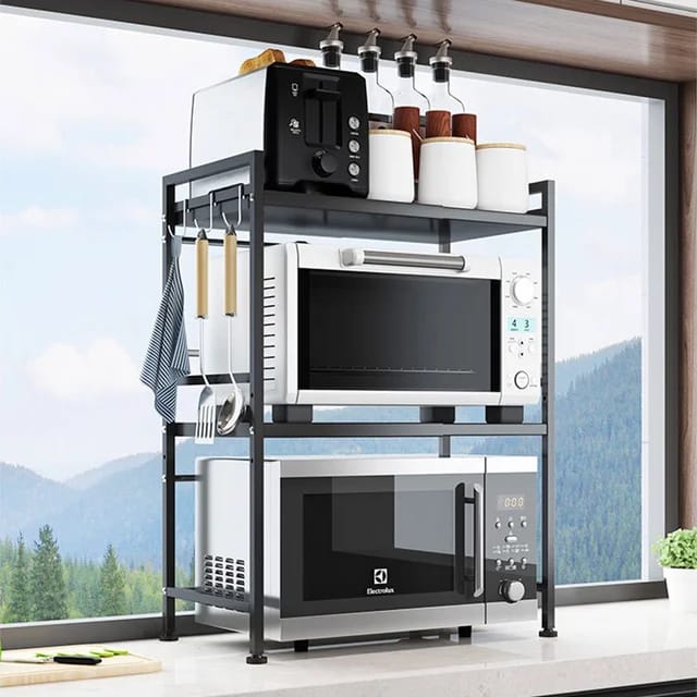 2 Tier Heavy Duty Telescopic Adjustable Microwave Stand