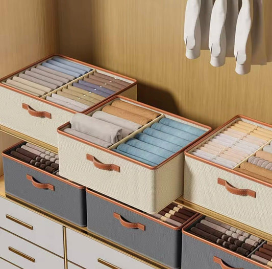Foldable double compartment closet organizer