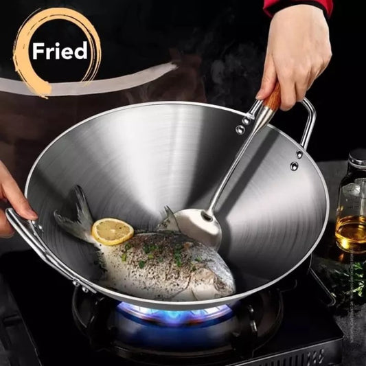 Aluminum wok frying pan