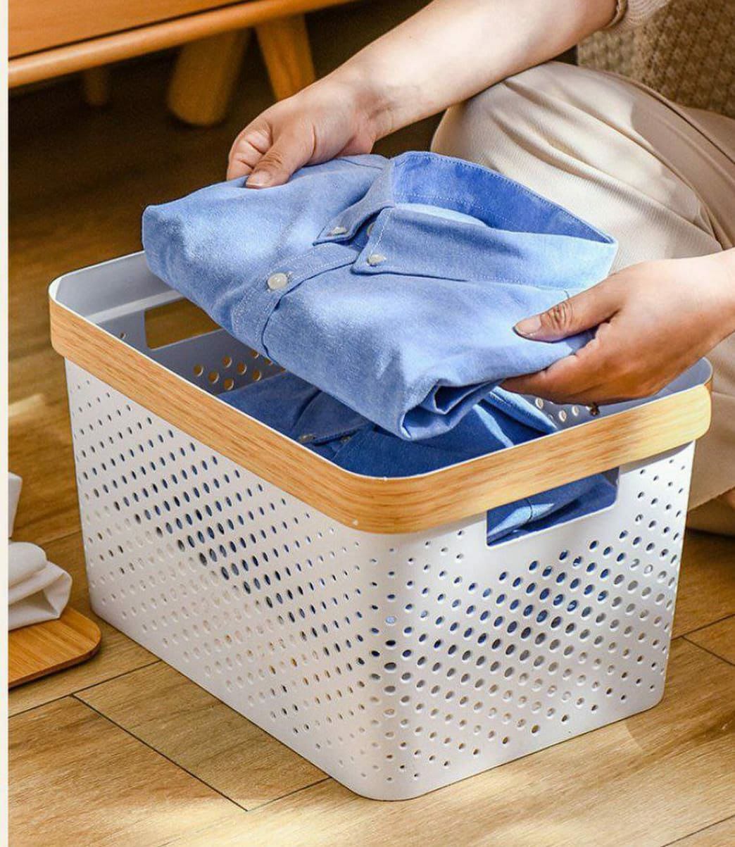 3pcs set nordic multipurpose storage baskets with goldish lining