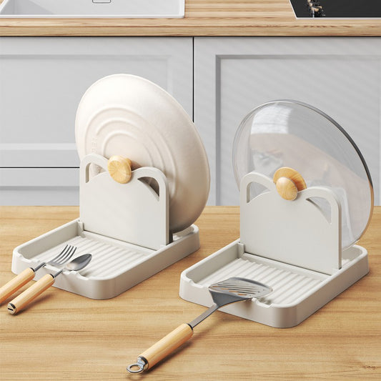 Pot lid rack/spoon holder