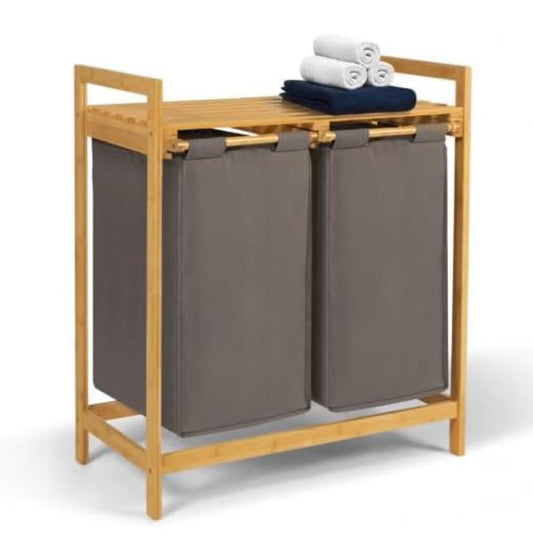Premium 2-in-1 Laundry Sorter on a Bamboo Stand