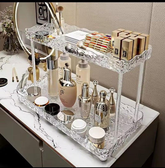 2 tier crystal-like makeup organizer