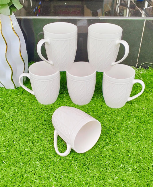 6pcs Set White Plain Mugs