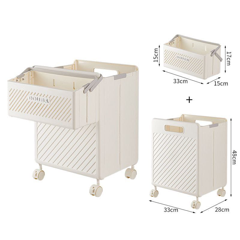2pcs Set Foldable Laundry Hamper Basket with Wheels