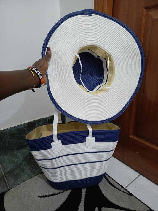 Summer Straw Woven Beach Bag and Hat