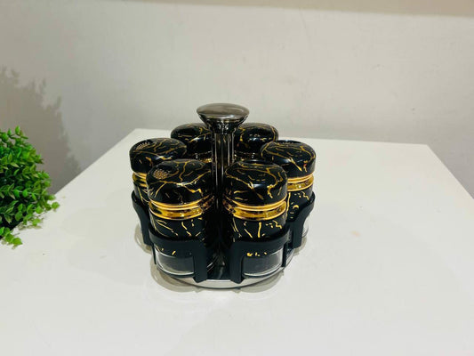 7pcs Set marble rotating spice jars