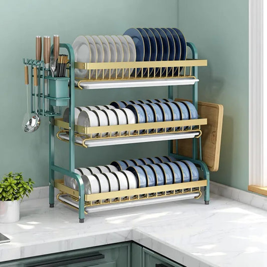 3 tier dish rack with cutlery holder & Chop Board Holder