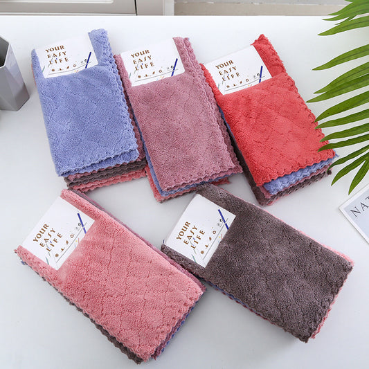 5Pcs Set Coral Fleece Dishcloth Hand Towel