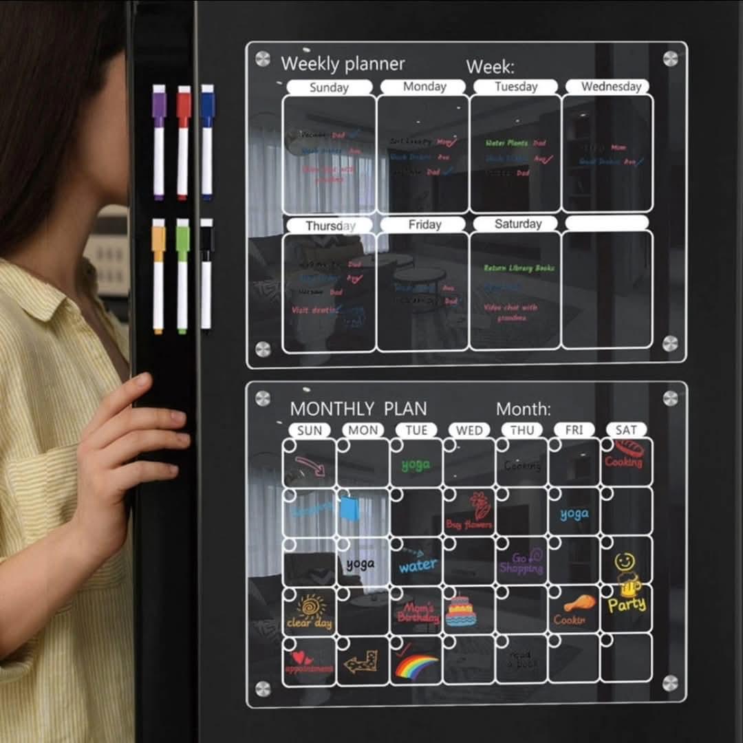 2pcs set magnetic montly/weekly fridge planner