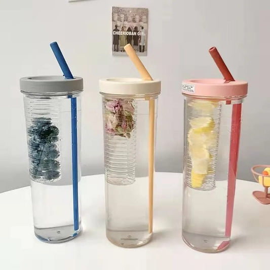 Cute Water Bottle With Foldable Straw