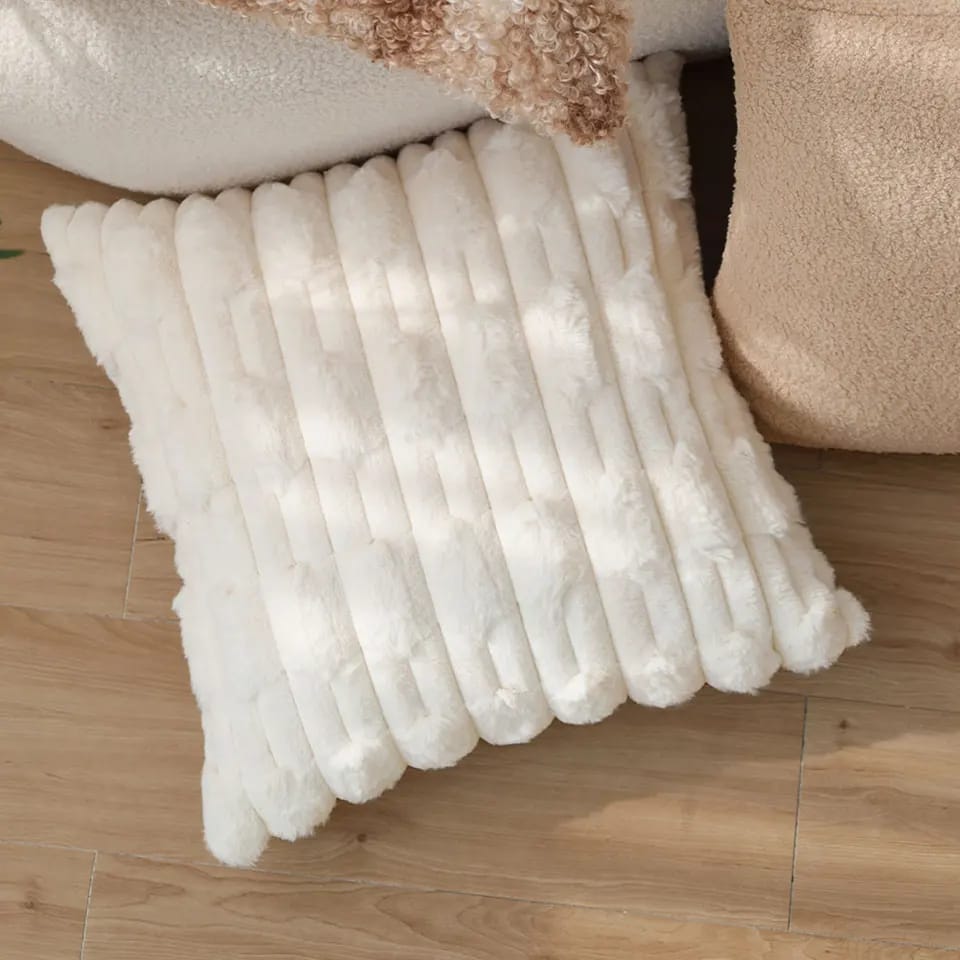 White Plush Soft Cushion Cover