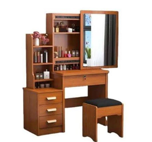 Dressing Table Set with 4 Drawers and Sliding Mirror